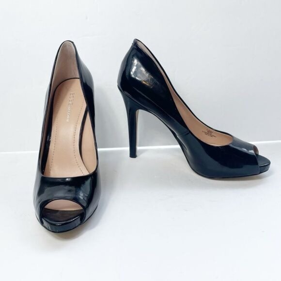BCBGeneration Brazen Black Patent Leather Peep-Toe Platform Heels Womens Size 9 - Picture 6 of 8